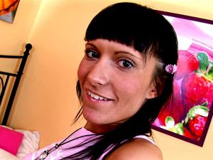 Pierced Tongue Teen With A Tight Body Goes Topless