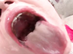 Sloppy Sucking Redhead Gags On His Long Dick